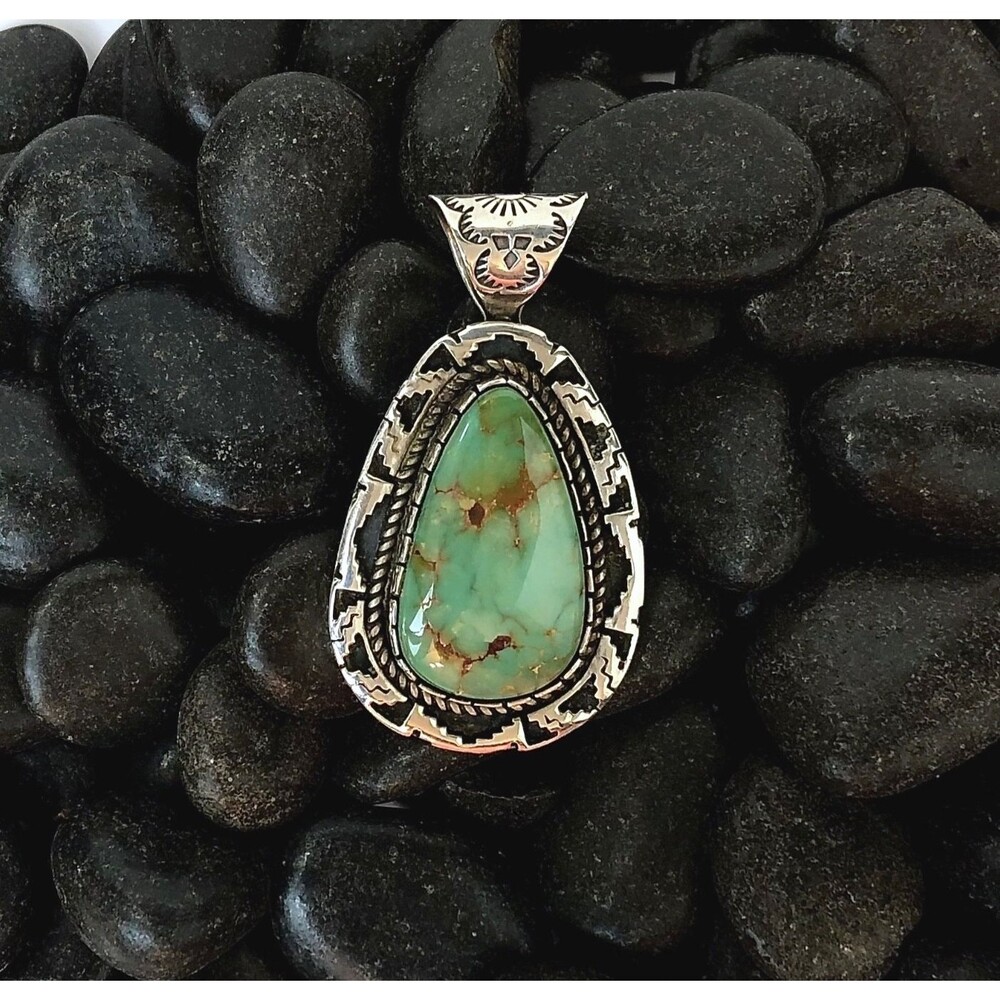 VTG Navajo Arts and Crafts Guild 925 Sterling Silver Royston Turquoise Pendant